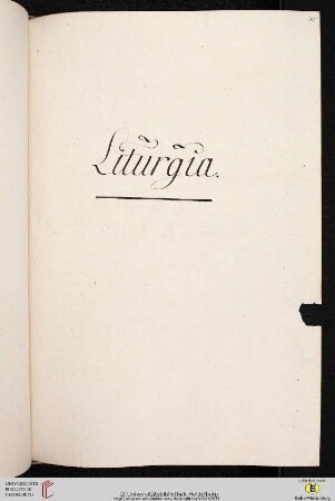Einleitung zum fünften Titulus (der Classis I Historica): Liturgia