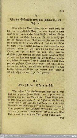 164. Eine der Gesundheit dienlichere Zubereitung des Kaffee's