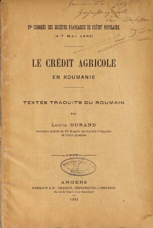 Le crédit agricole en Roumanie
