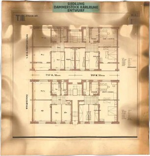 Billing, Hermann; Karlsruhe - Dammerstock; Siedlung Dammerstock - Grundriss EG; Grundriss 1. und 2. OG