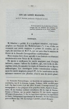 Sur les carrés magiques.