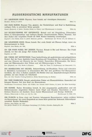 Ausserdeutsche Manufakturen (Nr. 217-279)