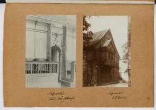 Marienkirche, Salzwedel. Haus bei der Marienkirche, Salzwedel: Innenansicht Marienkirche, Ansicht Wohnhaus (aus: Skizzen- und Fotoalbum 29)