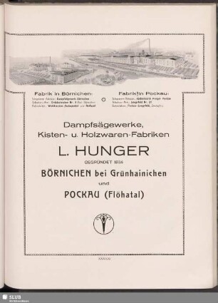L. Hunger gegründet 1834 Börnichen bei Grünhainichen