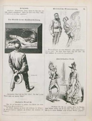 "Der Realist in der Kunstausstellung" "Militärische Blumensprache" "Zweifelhafter Trost"
