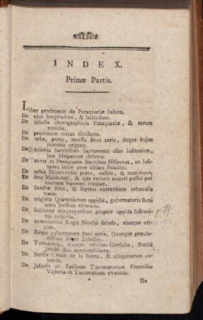 Index. Primæ Partis.