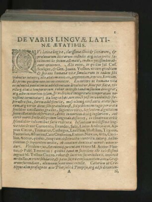 De Variis Linguae Latinae Aetatibus.