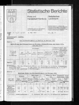 Die Hochbautätigkeit in Hamburg im Februar 1972 : Lfd. Nr. 11
