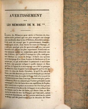 Collection des mémoires relatifs à l'histoire de France. 58, Mémoires de M. de ***, Tome I