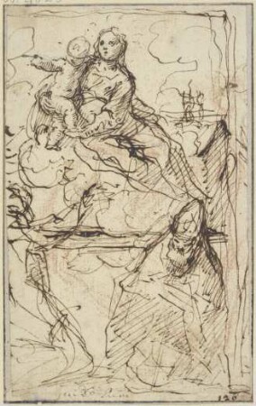 Studie für eine Madonna mit Kind und Heiligen (Madonna dell’Itria oder Madonna di Loreto)