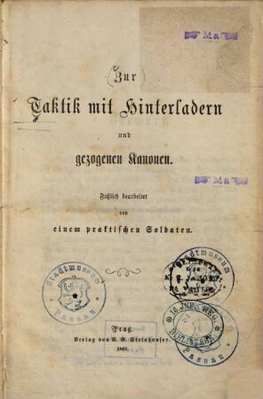 Zur Taktik mit Hinterladern und gezogenen Kanonen