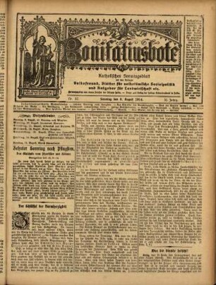 Ausgabe vom Sonntag, den 09. August 1914.