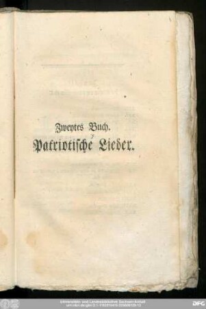 Zweytes Buch. Patriorische Lieder.