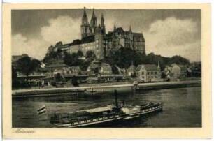 Meißen. Burgberg , Elbe mit Dampfer Germania