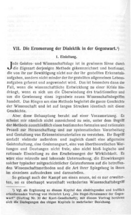 VII. Die Erneuerung der Dialektik in der Gegenwart