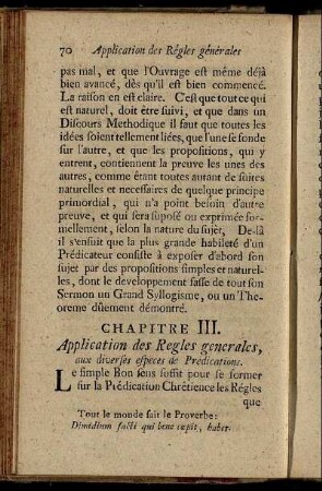 Chapitre III. Application des Regles generales, aux diverses especes de Predications.