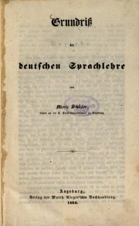 Grundriß der deutschen Sprachlehre