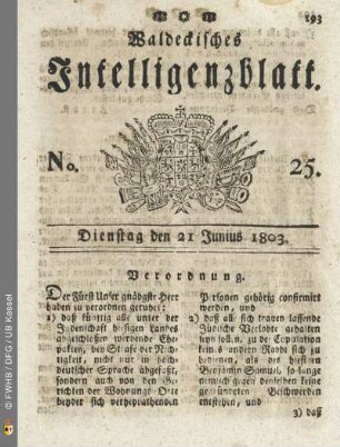 No. 25. Dienstag den 21 Junius 1803