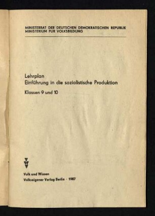 1987: Klassen 9 und 10