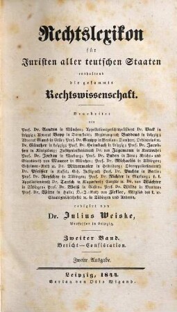 Rechtslexikon für Juristen aller teutschen Staaten enthaltend die gesammte Rechtswissenschaft, 2. Bericht - Confiscation