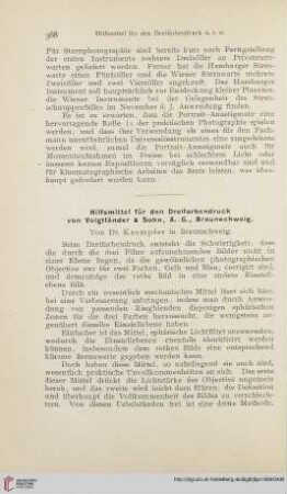 13: Hilfsmittel für den Dreifarbendruck von Voigtländer & Sohn, A.-G., Braunschweig