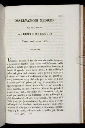 Osservazioni Mediche Del Sig. Dottor Alberto Brunelli Fatte Nell' Anno 1835.