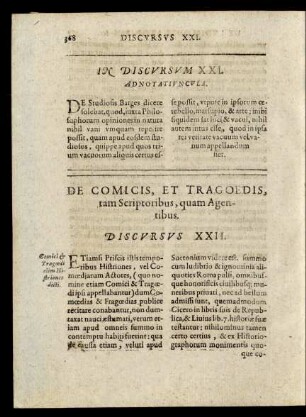 De Comicis, Et Tragoedis, tam Scriptoribus, quam Agentibus. Discursus XXII.