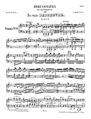 Beethoven's Werke. 141 = Serie 16: Sonaten für das Pianoforte, Zweiter Band, Sonate : op. 31,3