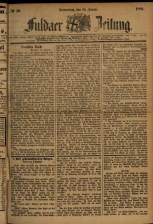 Ausgabe vom Donnerstag, den 14. Januar 1886.