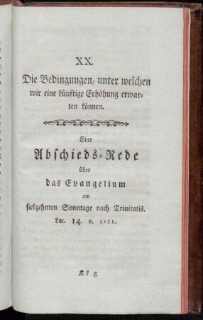 XX. Die Bedingungen, unter welchen wir eine künftige Erhöhung erwarten können. [...]