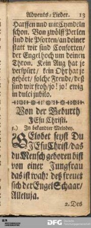 Von der Geburth JEsu Christi.