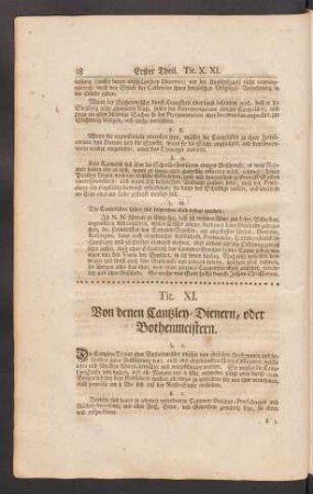 Tit. XI. Von denen Cantzley-Dienern, oder Bothenmeistern.