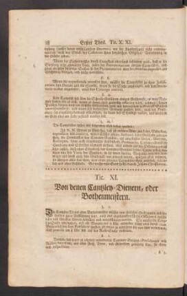Tit. XI. Von denen Cantzley-Dienern, oder Bothenmeistern.