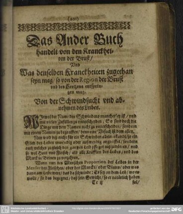 Das Ander Buch handelt von den Kranckheiten der Brust, Und Was denselben Kranckheiten zugethan seyn mag, so von der Region der Brust und des Hertzens entspringen mag.