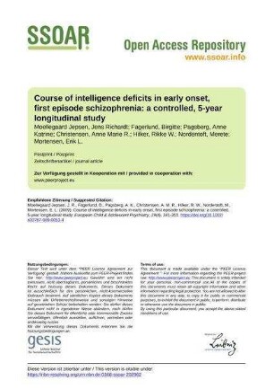 Course of intelligence deficits in early onset, first episode schizophrenia: a controlled, 5-year longitudinal study