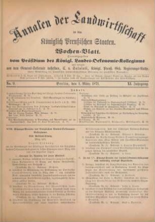 No. 9. Berlin, den 1. März 1871. XI. Jahrgang.