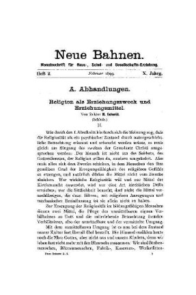 Religion als Erziehungszweck und Erziehungsmittel : (Schluß)