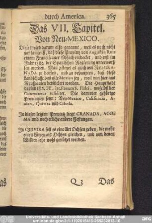 Das VII. Capitel. Von Neu-Mexico.