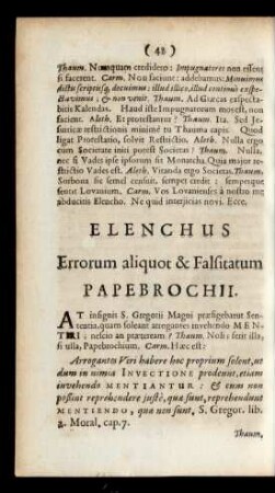 Elenchus Errorum aliquot & Falsitatum Papebrochii.