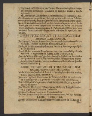 Libri Theologici Theologorum Romano-Catholicorum.