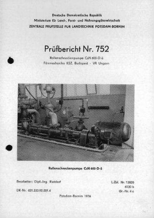Rollenschneckenpumpe CsN 600-D-ö