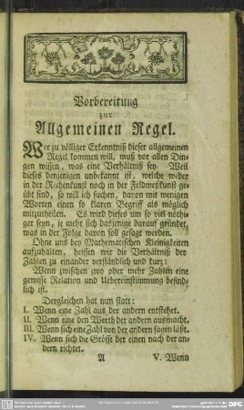 Vorbereitung zur Allgemeinen Regel