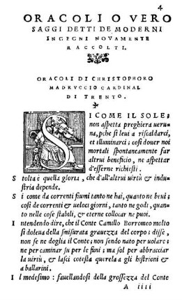Oracoli Di Christophoro Madrvccio Cardinal Di Trento.