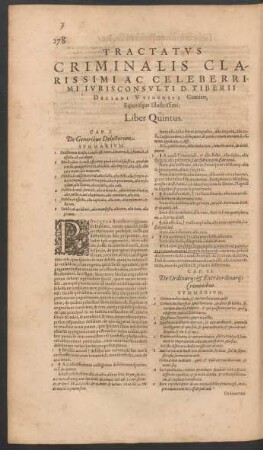 Tractatus Criminalis ... Liber Quintus.