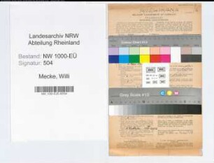 Entnazifizierung Willi Mecke, geb. 30.08.1890 (Obersteuerinspektor)