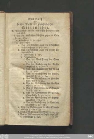 Entwurf des dritten Theils der philosophischen Sittenlehre.