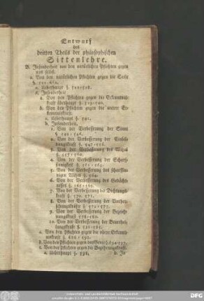 Entwurf des dritten Theils der philosophischen Sittenlehre.