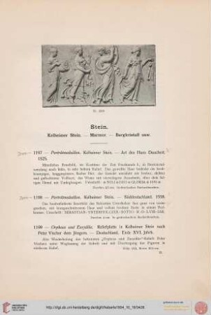 Stein. Kehlheimer Stein – Marmor – Bergkristall usw. (Nr. 1197-1278)