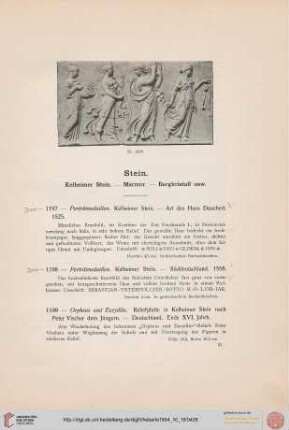 Stein. Kehlheimer Stein – Marmor – Bergkristall usw. (Nr. 1197-1278)
