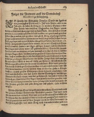 Folget die Antwort auff die Vorrede deß Ministerii zu Königsperg